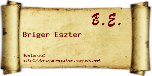 Briger Eszter névjegykártya